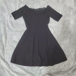Decree Black Dress with Lace Neckline Size S